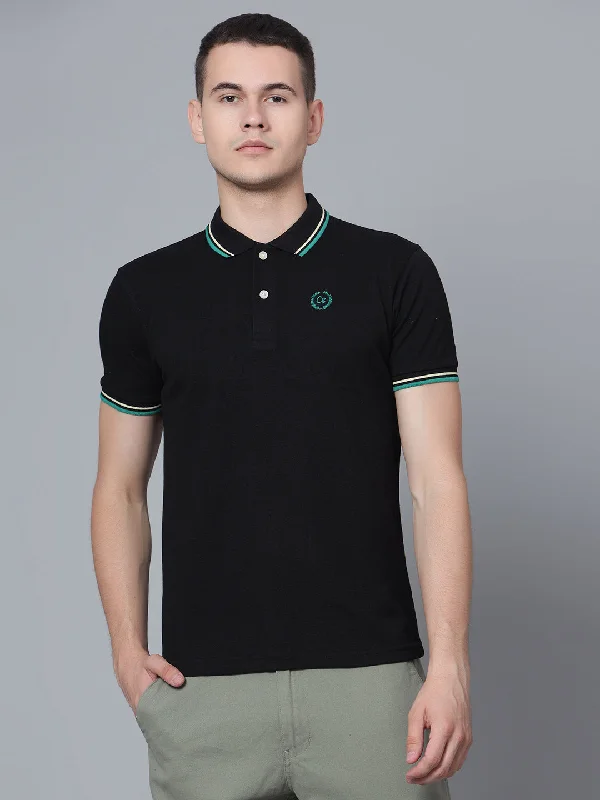 Cantabil Men Black Polo T-Shirt