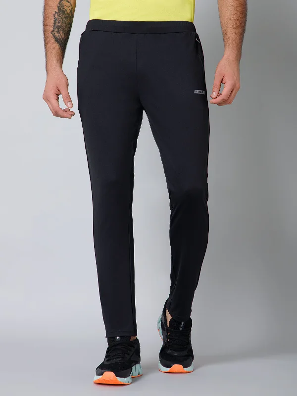 Cantabil Men Black Solid Full Length Regular Fit Active Wear Track Pant