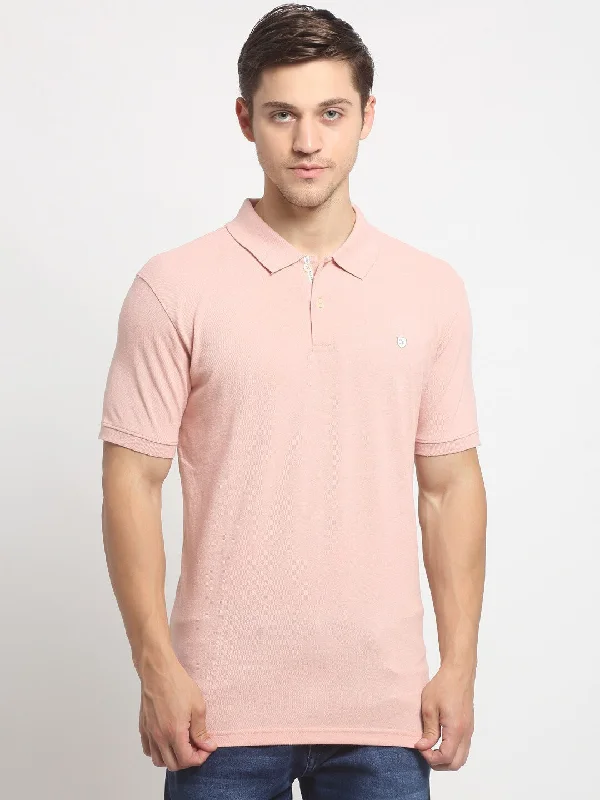 Cantabil Men Pink Casual Polo Neck T-Shirt