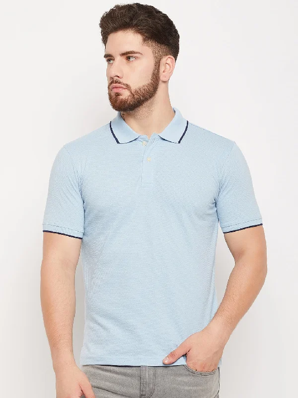 Cantabil Men Sky Blue Polo T-Shirt