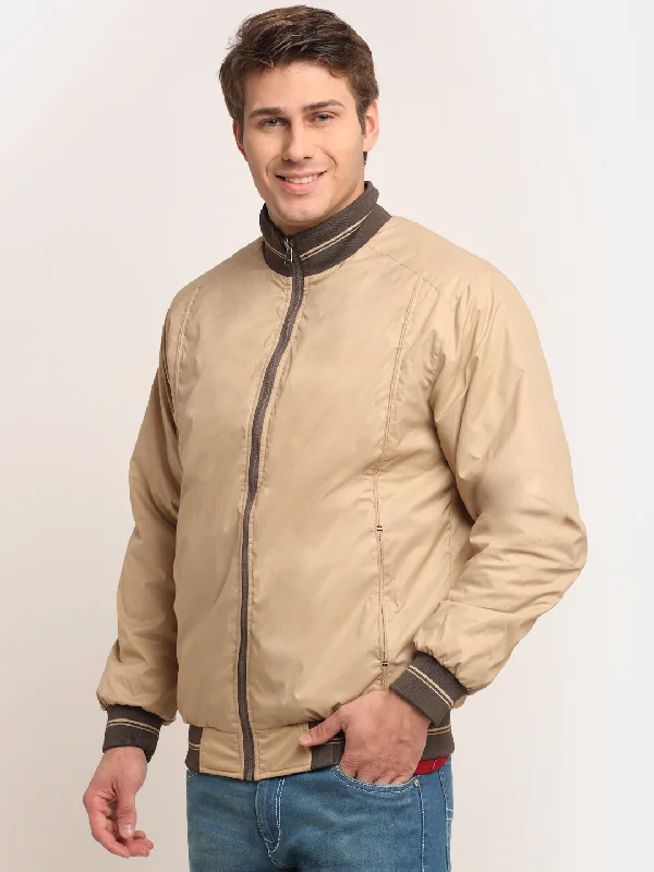 Cantabil Men's Brown Beige Reversible Jacket