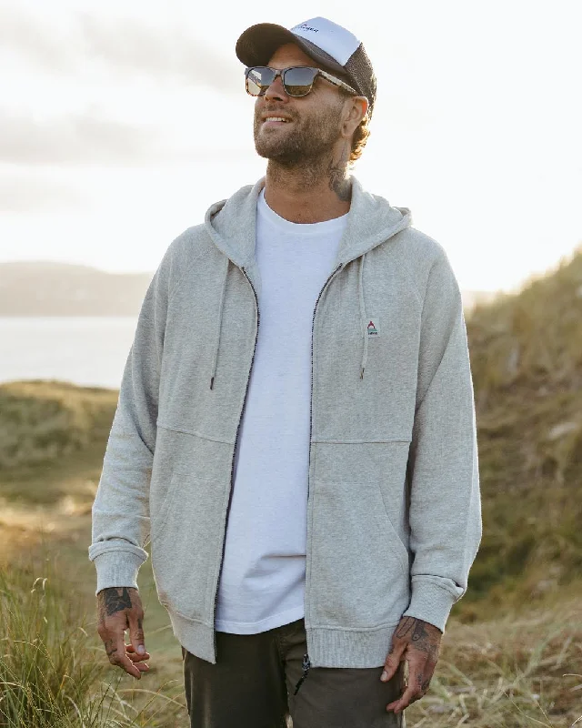 Heritage Full Zip Recycled Cotton Hoodie - Grey Marl