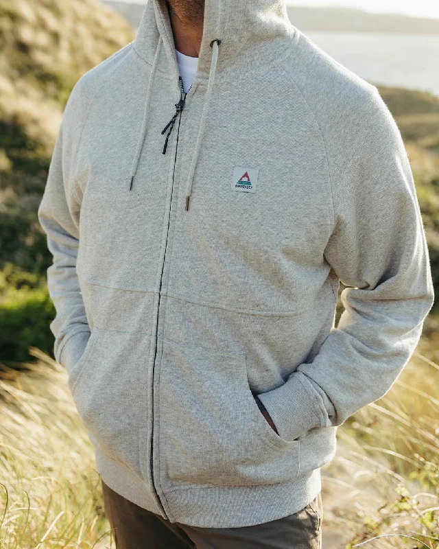 Heritage Full Zip Recycled Cotton Hoodie - Grey Marl