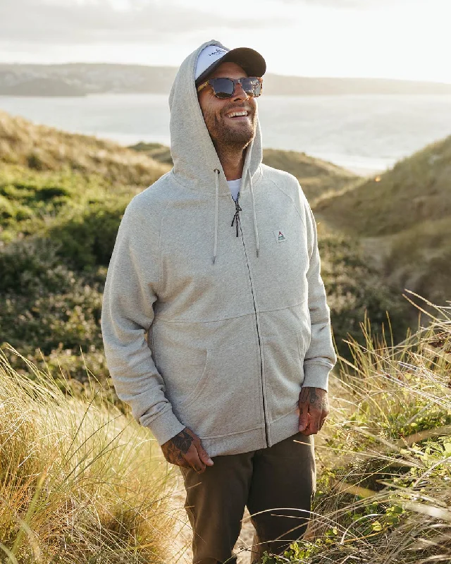 Heritage Full Zip Recycled Cotton Hoodie - Grey Marl