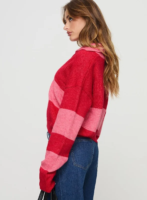 Holdon Sweater Red/ Pink Stripe