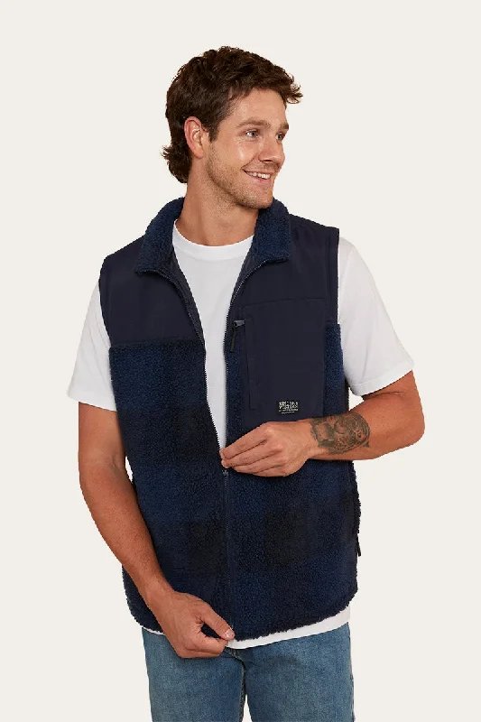 Hume Mens Zip Thru Vest - Navy