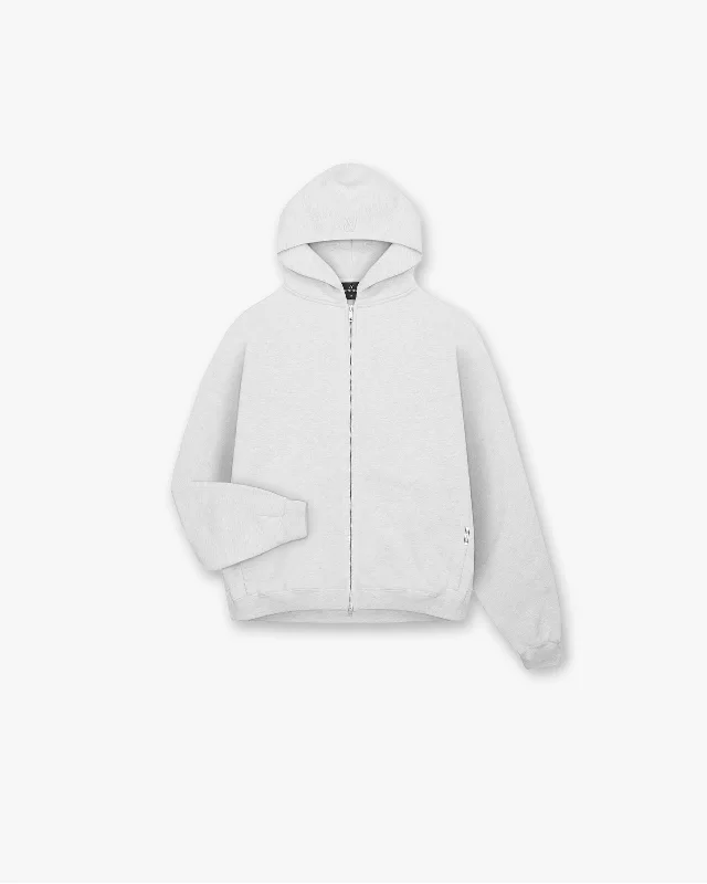 Initial Oversized Zip Hoodie - Ice Grey Marl