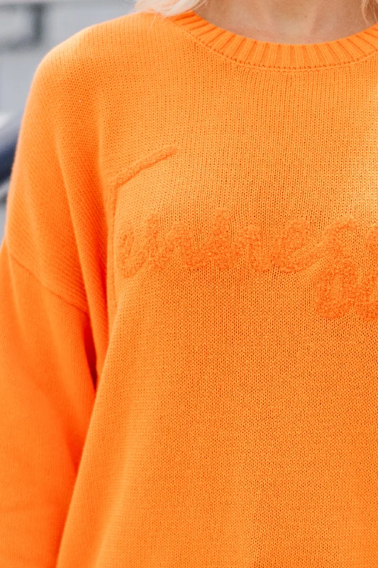 It's A Win Orange Tennessee Script Sweater