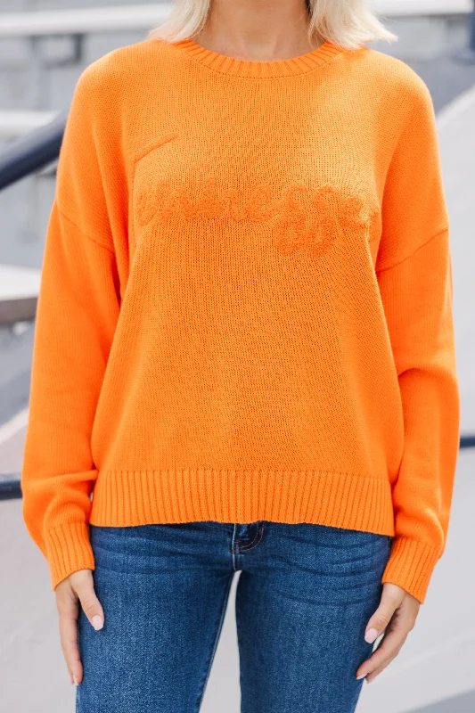 It's A Win Orange Tennessee Script Sweater