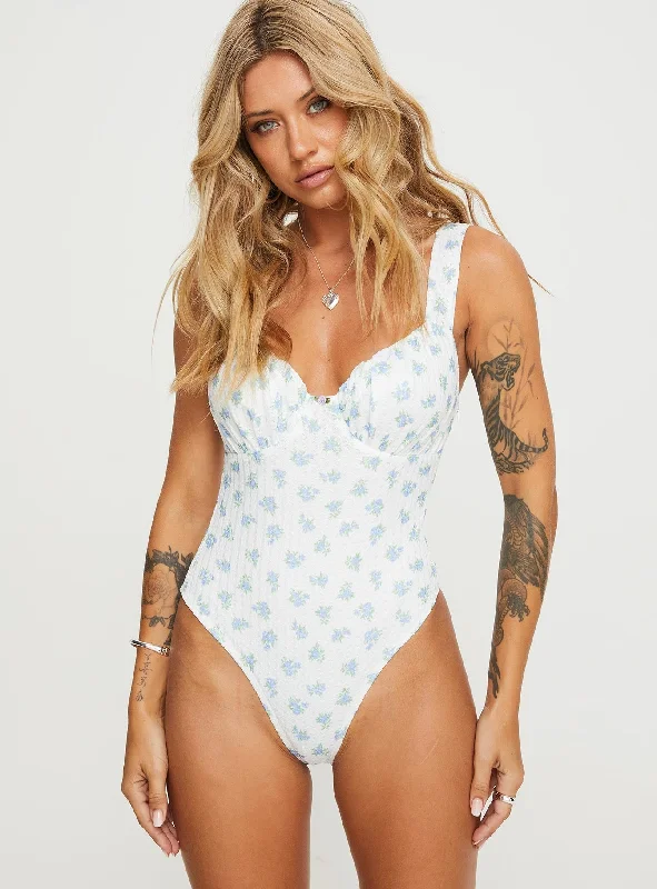 Lupton Bodysuit White / Blue Floral