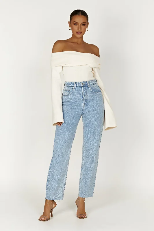 Marlisa Off Shoulder Twist Top - Ivory