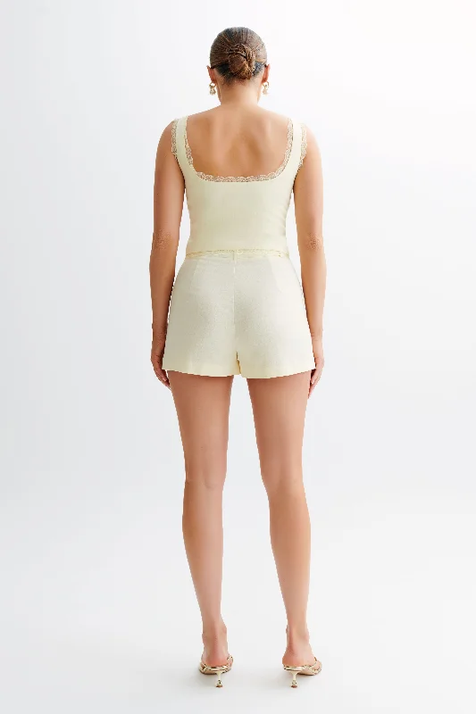 Massima Linen Shorts - Lemon Sherbet