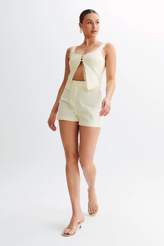 Massima Linen Shorts - Lemon Sherbet