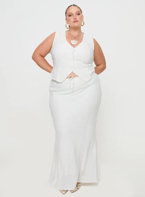 Mercer Linen Blend Maxi Skirt White Curve