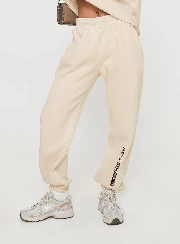 Princess Polly Track Pants Block / Cursive Text Stone