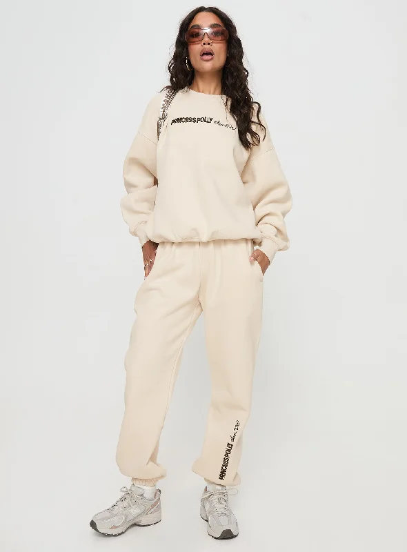 Princess Polly Track Pants Block / Cursive Text Stone