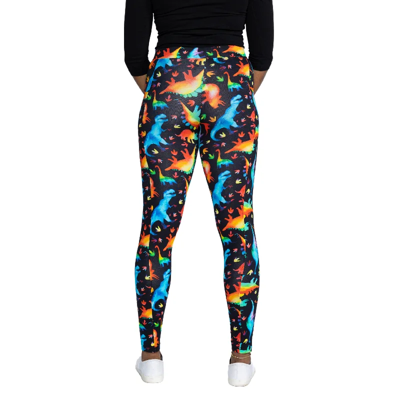 Rainbowsaurus Cotton Adults Leggings with Pockets