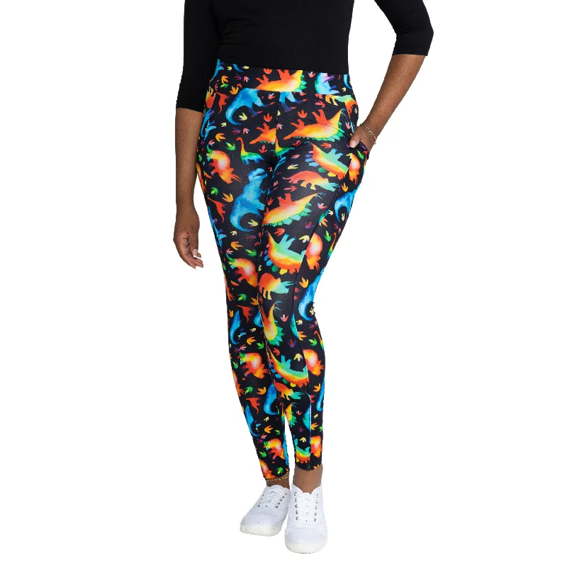 Rainbowsaurus Cotton Adults Leggings with Pockets