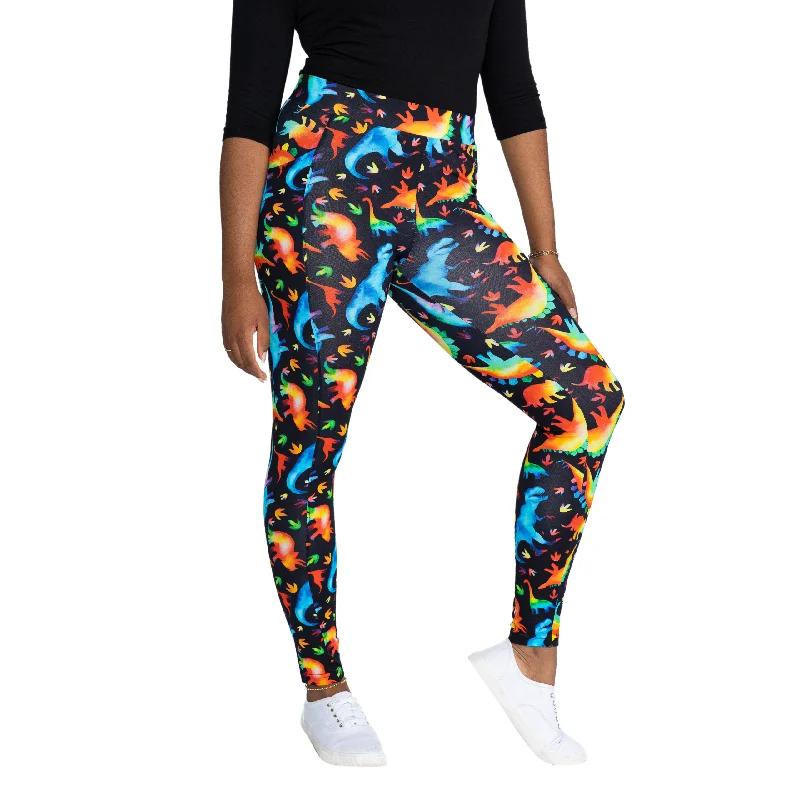 Rainbowsaurus Cotton Adults Leggings with Pockets