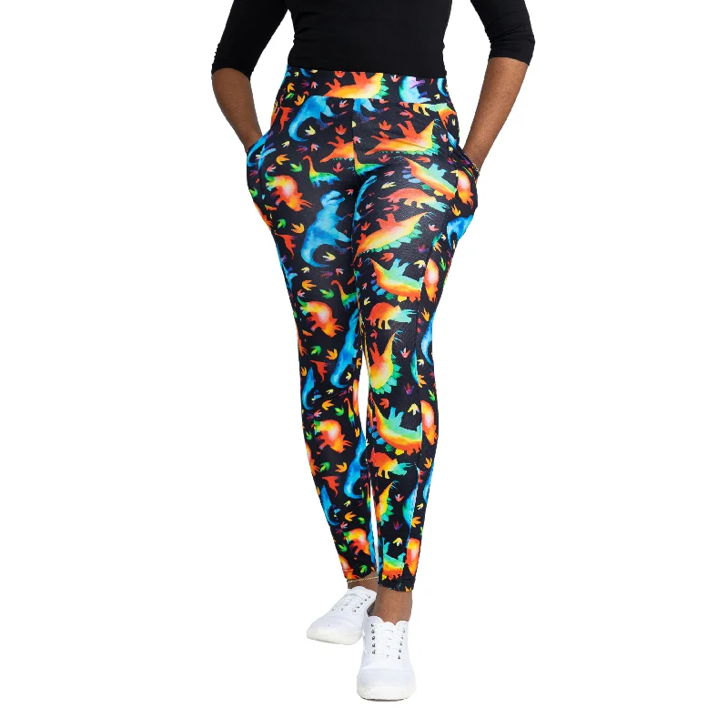 Rainbowsaurus Cotton Adults Leggings with Pockets