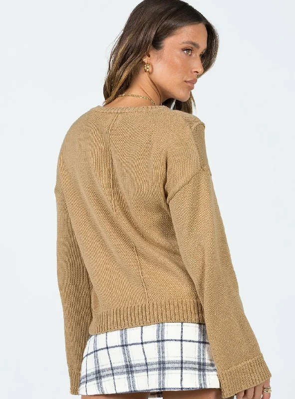 Lisa Constrast Stitch Jumper Beige