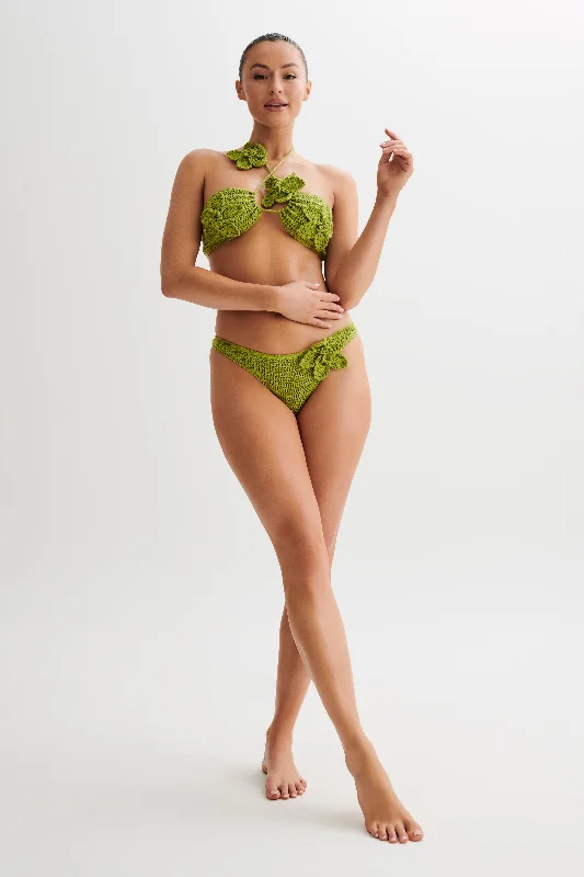 River Floral Crochet Bikini Top - Apple