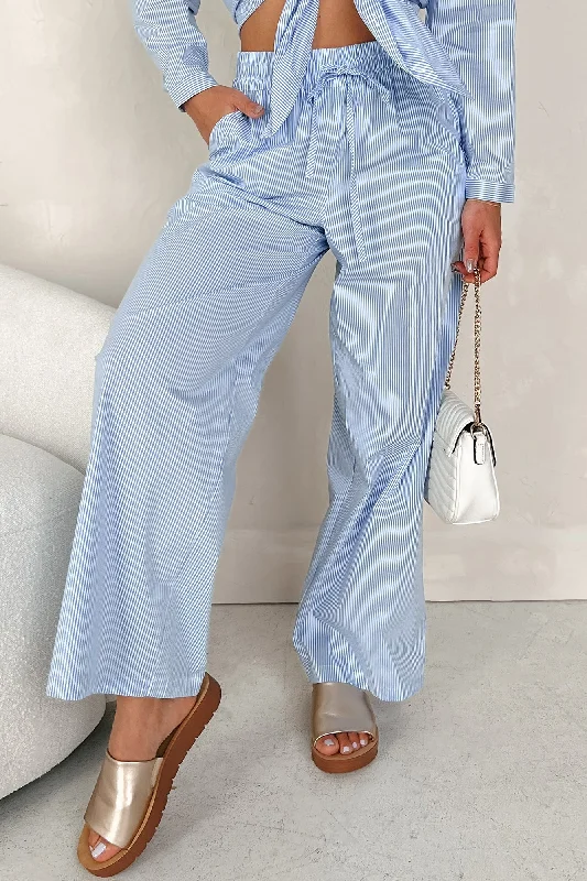 Seaside Summer Striped Wide Leg Pants (Blue Stripe)