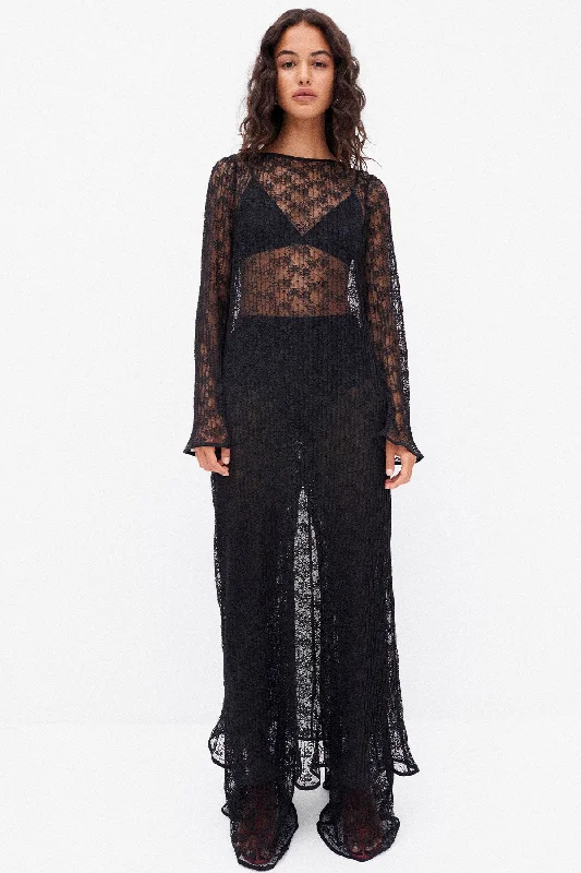 SOL LACE FLARE PANT - BLACK