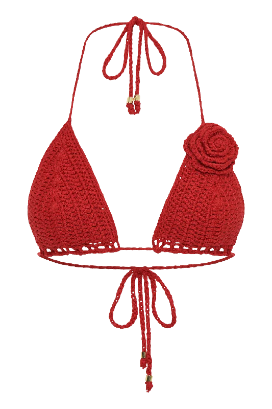 Verali Rose Crochet Bikini Top - Red