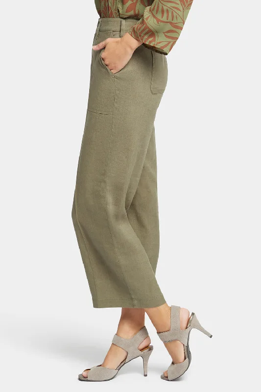 Wide Leg Cargo Capri Pants - Avocado