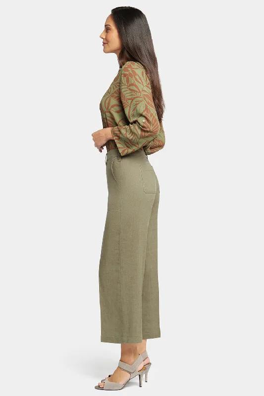 Wide Leg Cargo Capri Pants - Avocado