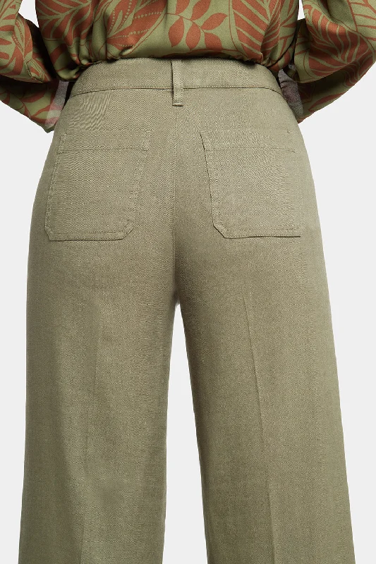 Wide Leg Cargo Capri Pants - Avocado