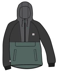 Woodland Hooded 1/2 Zip Recycled Polar Fleece - Black/ Dark Forest