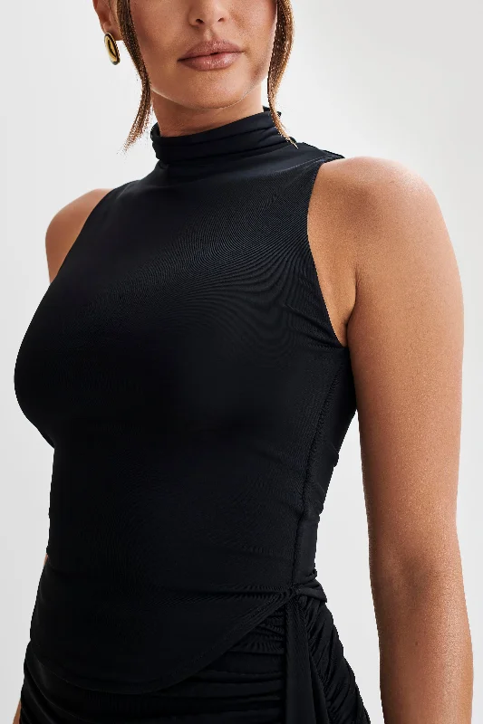 Wren Slinky Turtle Neck Top - Black