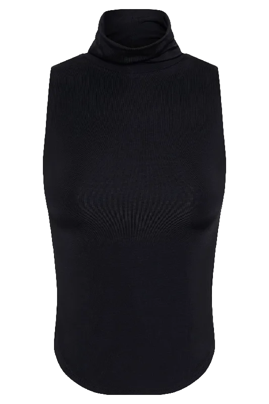 Wren Slinky Turtle Neck Top - Black