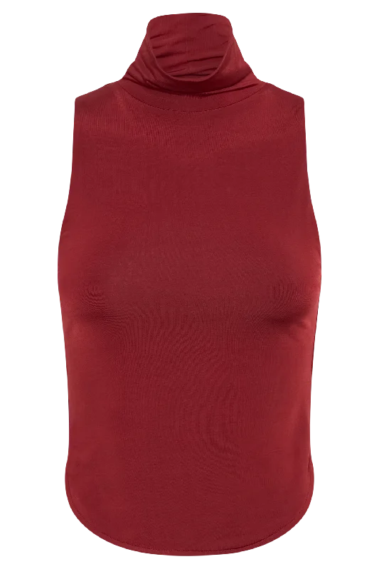 Wren Slinky Turtle Neck Top - Cherry Red