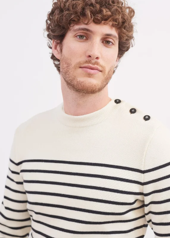 Galiote striped sailor jumper - regular fit, in blended wool (ECUME/NAVY)