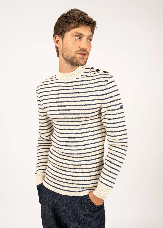 Matelot authentic striped sailor jumper - slim fit, in pure new wool (ECRU/JEAN)