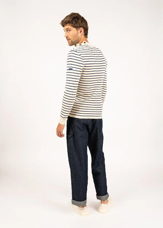 Matelot authentic striped sailor jumper - slim fit, in pure new wool (ECRU/JEAN)