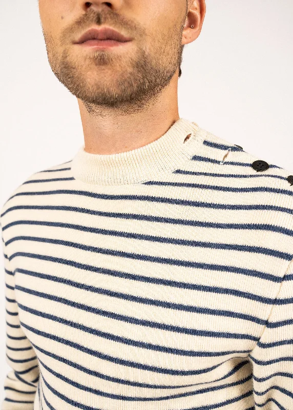 Matelot authentic striped sailor jumper - slim fit, in pure new wool (ECRU/JEAN)