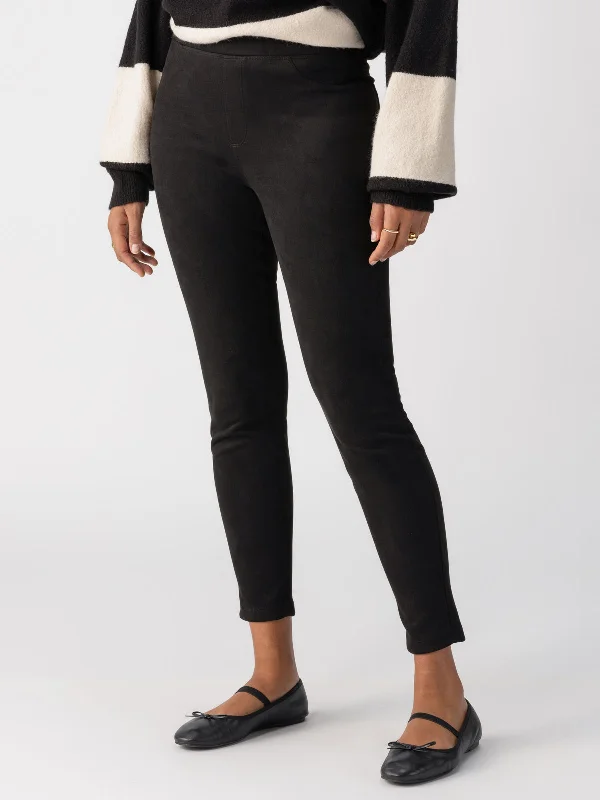 Faux Suede Runway High Rise Legging Black