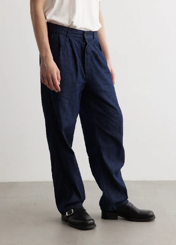 Two Tuck Denim Wide Trousers