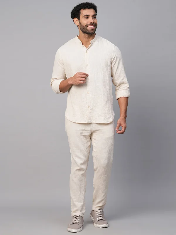 Men's Offwhite Cotton Regular Fit Shirt