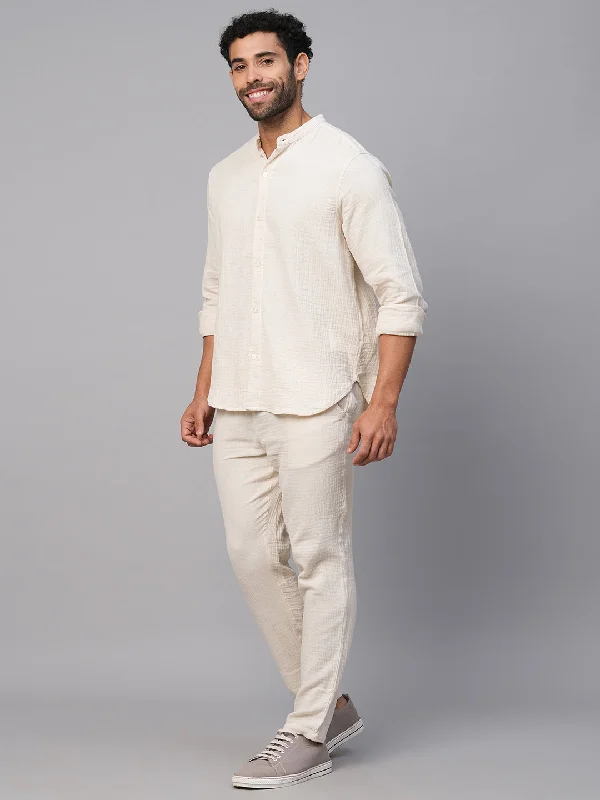 Men's Offwhite Cotton Regular Fit Shirt