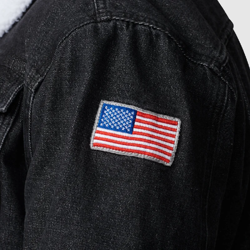 Men's Pioneer Jacket w/ Flag (Black Denim)