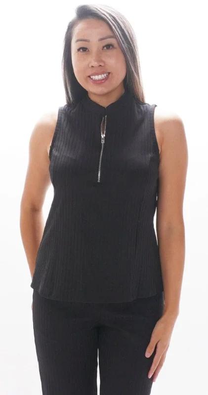 Frontline 2.0 Sleeveless Top - Black Ribbed