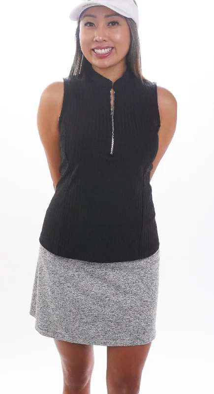 Frontline 2.0 Sleeveless Top - Black Ribbed