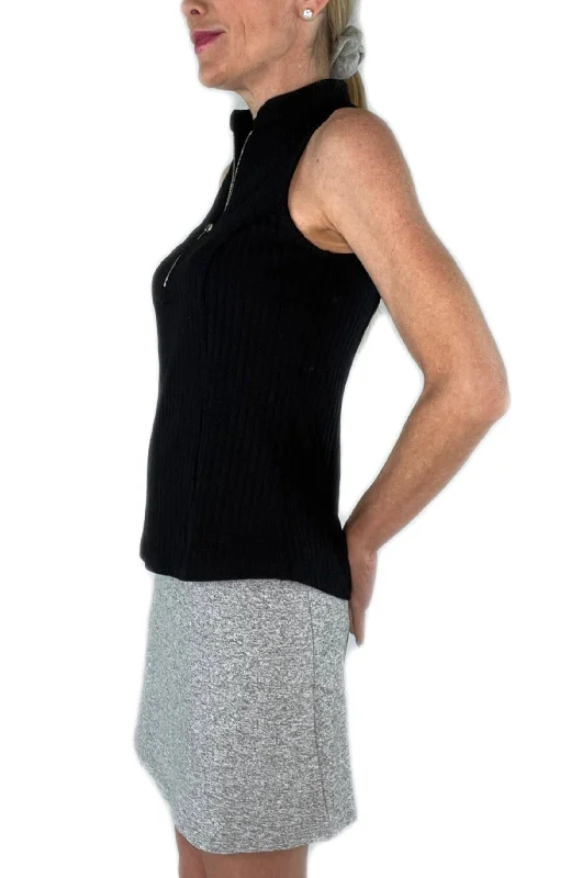 Frontline 2.0 Sleeveless Top - Black Ribbed