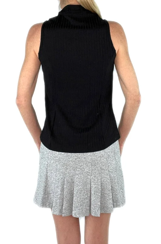 Frontline 2.0 Sleeveless Top - Black Ribbed