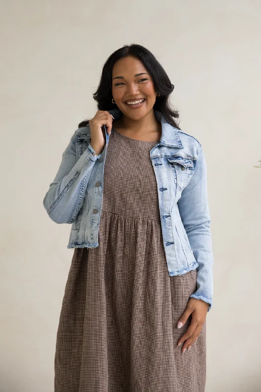 Frayed Denim Jacket in Light Blue